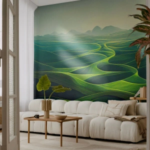 Fototapete Standard Eco - In den grünen Tälern - Landschaft, Wiese, Täler - 400x280 cm