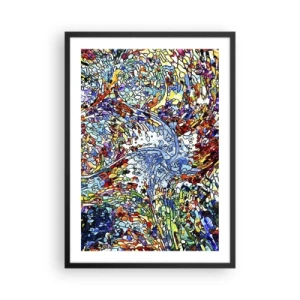 Poster in einem schwarzem Rahmen - Abstrakter Fluss aus Farben und Strukturen - 50x70cm - Glasmalerei Wassertropfen - Moderne Wanddekoration für Wohnzimmer und Schlafzimmer ARTTOR