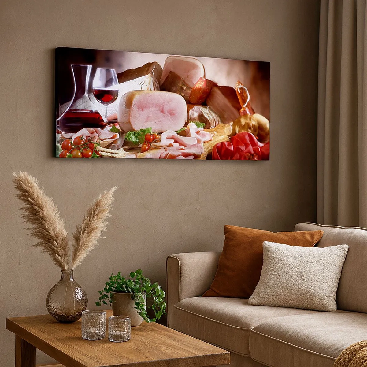 Bild auf Leinwand - Leinwandbild - Ein kulinarischer Traum mit einer Karaffe - 100x40 cm