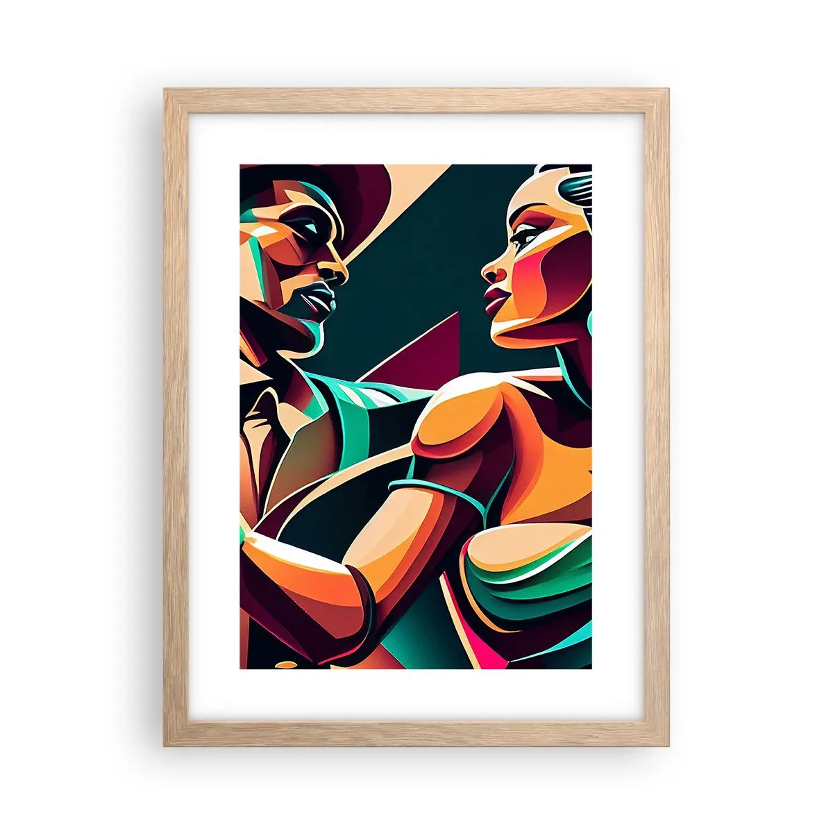 Poster in einem Rahmen aus heller Eiche - Im Rhythmus des Herzens - 30x40 cm