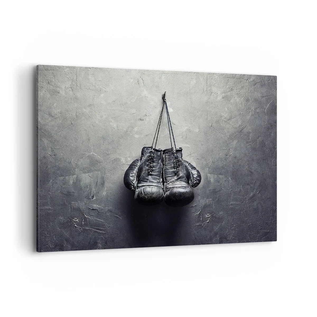 Bild auf Leinwand - Leinwandbild - Alte Boxhandschuhe an der Wand - 100x70cm - Zeit des Kampfes und Zeit des Friedens - Moderne Wanddekoration für Wohnzimmer und Schlafzimmer ARTTOR