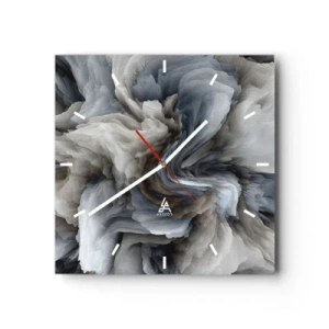 Wanduhr - Glasuhr - Abstrakter Wirbel in Grau- und Blautönen - 30x30cm - Stein und Blume - Moderne Wanddekoration für Wohnzimmer und Schlafzimmer ARTTOR