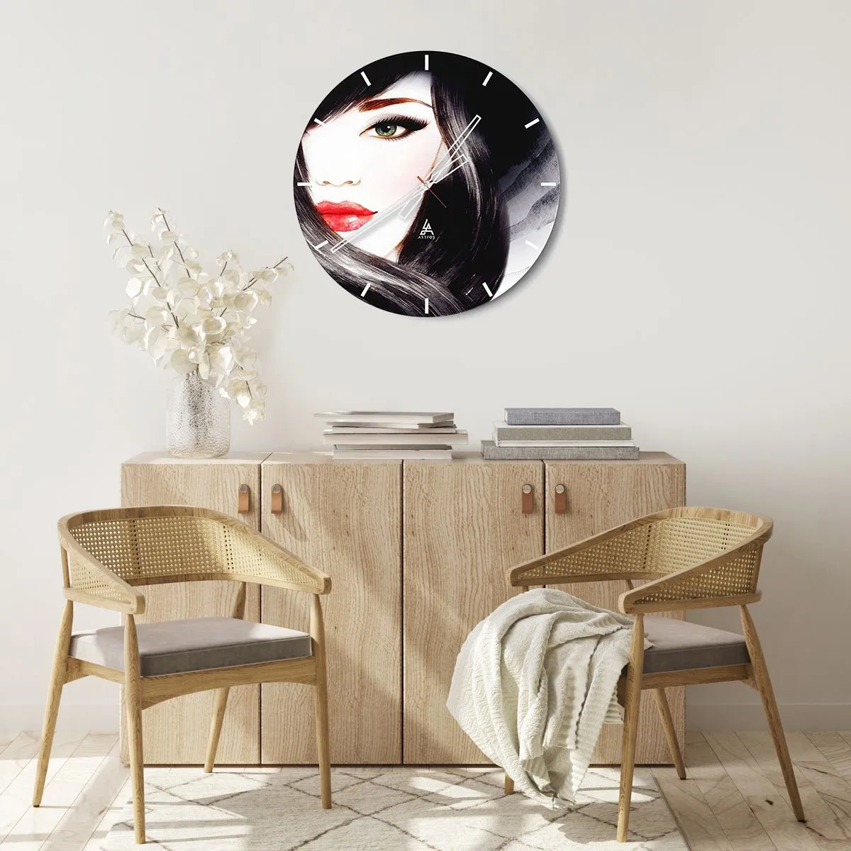 Wanduhr - Glasuhr - Saphir-Optik - 40x40 cm