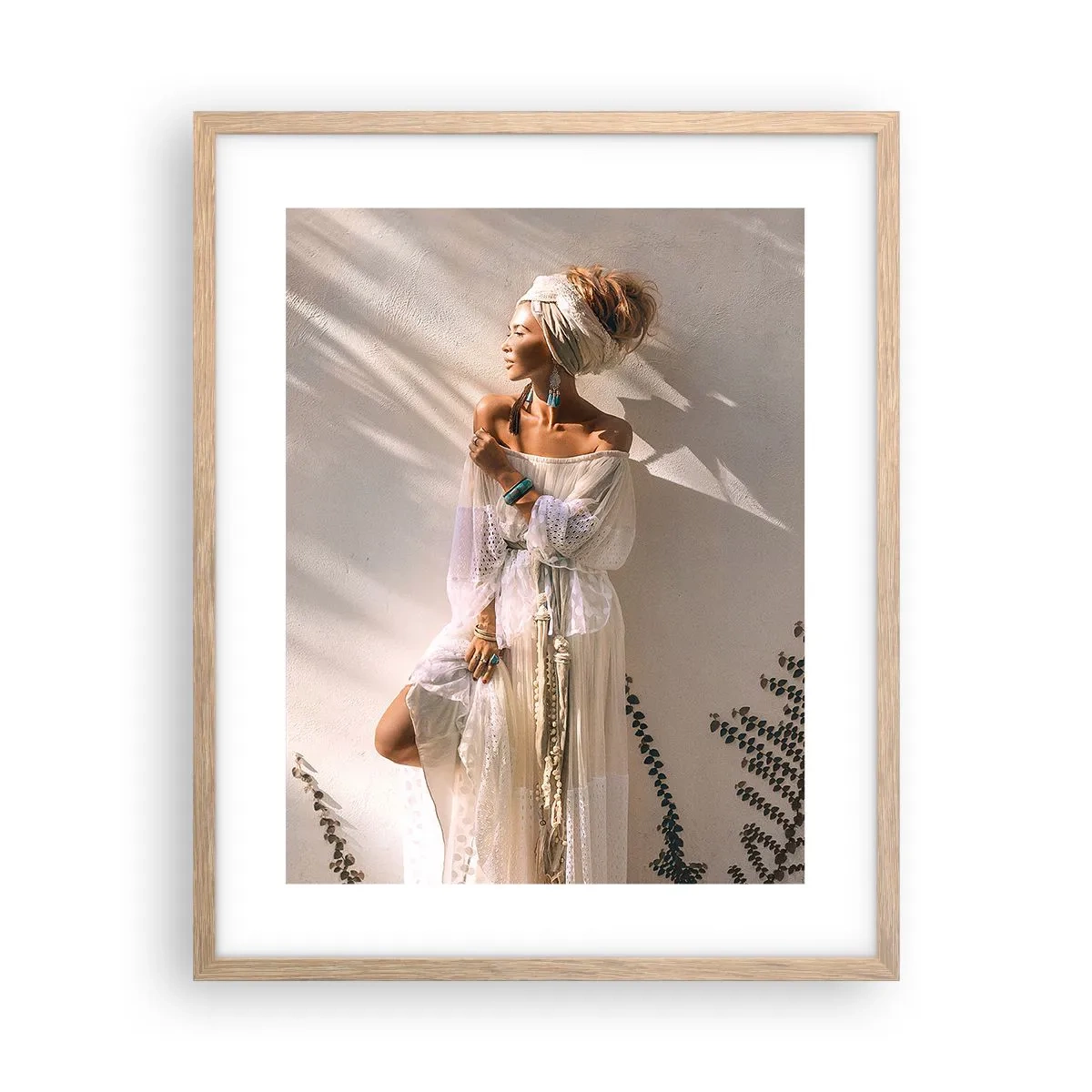 Poster in einem Rahmen aus heller Eiche - Die Sonne und das Mädchen - 40x50 cm