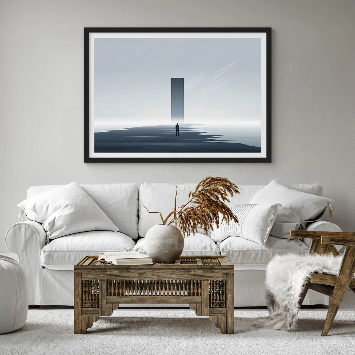 Poster in einem schwarzem Rahmen - Chance oder Bedrohung? - 50x40 cm