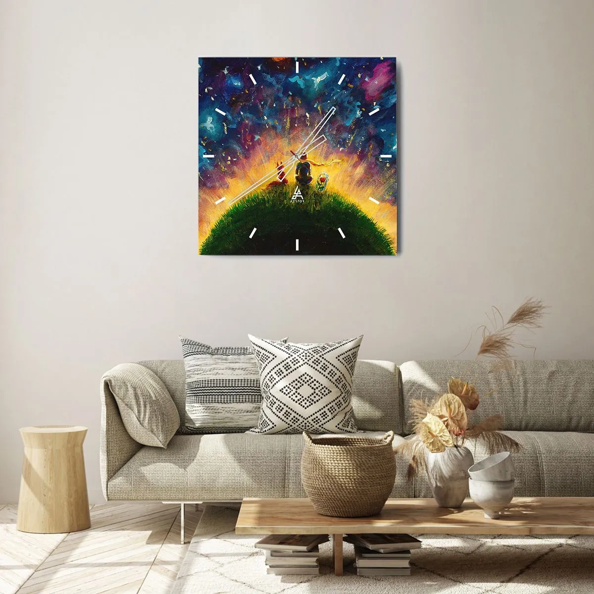 Wanduhr - Glasuhr - Liebe und Freundschaft - die ganze Welt - 40x40 cm