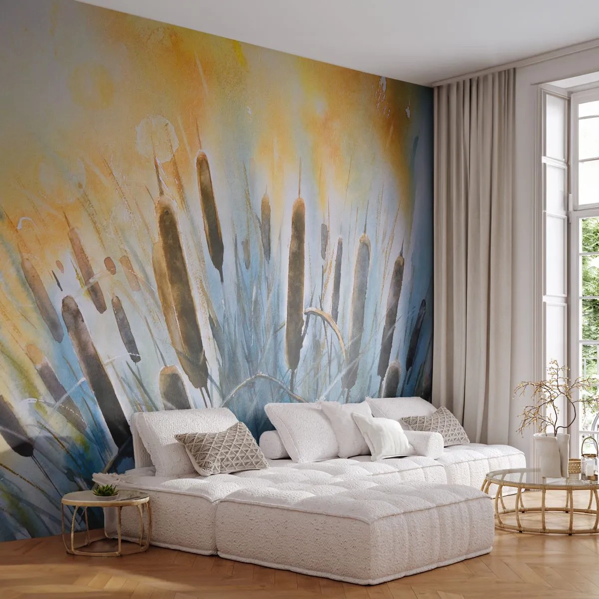 Selbstklebende Fototapete Deluxe Sticker - Die Kälte des Wassers, die Hitze der Sonne - Stock, Landschaft, Blumen - 250x175 cm