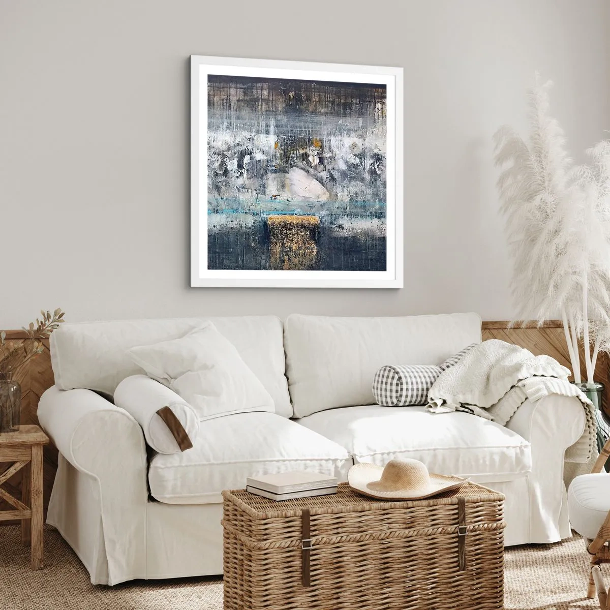Poster in einem weißen Rahmen - Wie auf Eis, wie nach Dezember - 40x40 cm