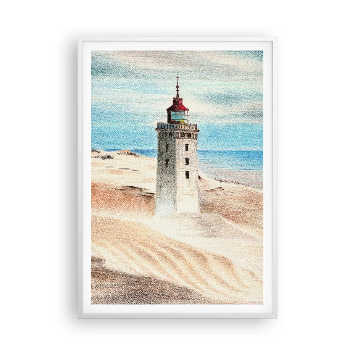 Poster in einem weißen Rahmen - Immer aufs Meer starrend - 70x100 cm