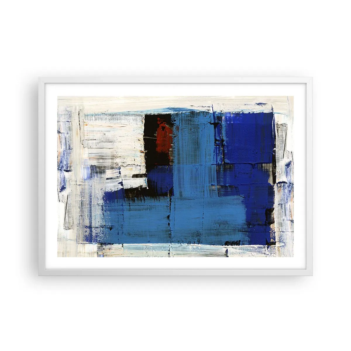 Poster in einem weißen Rahmen - Geheimnis ist blau - 70x50 cm