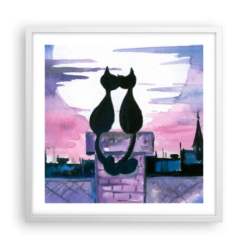 Poster in einem weißen Rahmen - Rendez-vous unter dem Mond - 50x50 cm