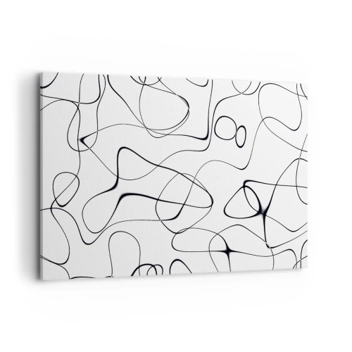 Bild auf Leinwand - Leinwandbild - Abstrakte schwarze Linien auf weißem Hintergrund im minimalistischen Stil - 120x80cm - Lebenswege, Wechselfälle - Moderne Wanddekoration für Wohnzimmer und Schlafzimmer ARTTOR