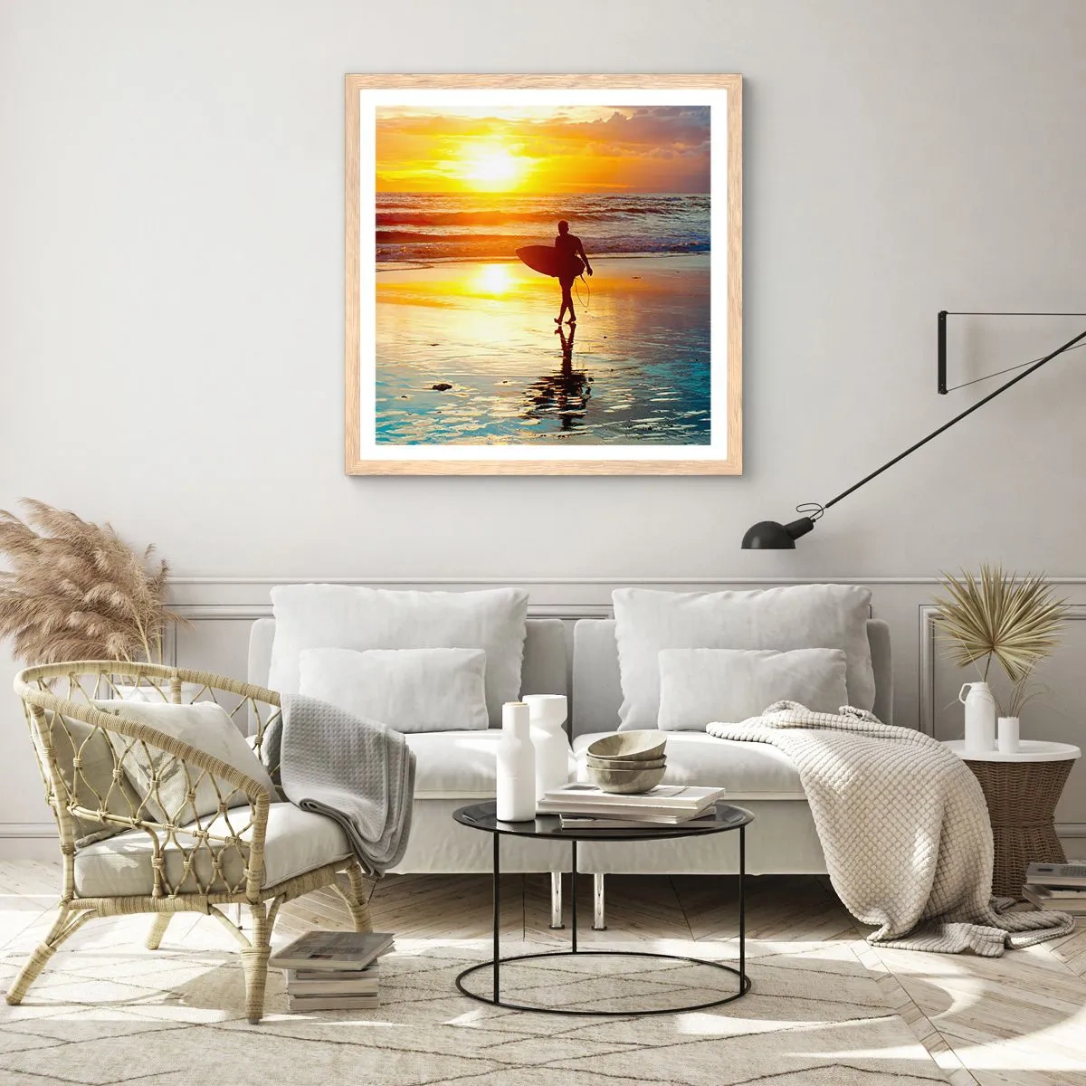 Poster in einem Rahmen aus heller Eiche - Die Rückkehr des Kriegers - 60x60 cm