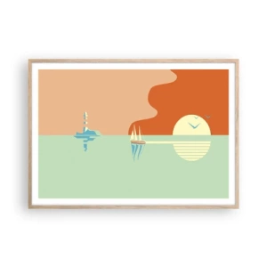 Poster in einem Rahmen aus heller Eiche - Die perfekte Meereslandschaft - 100x70 cm