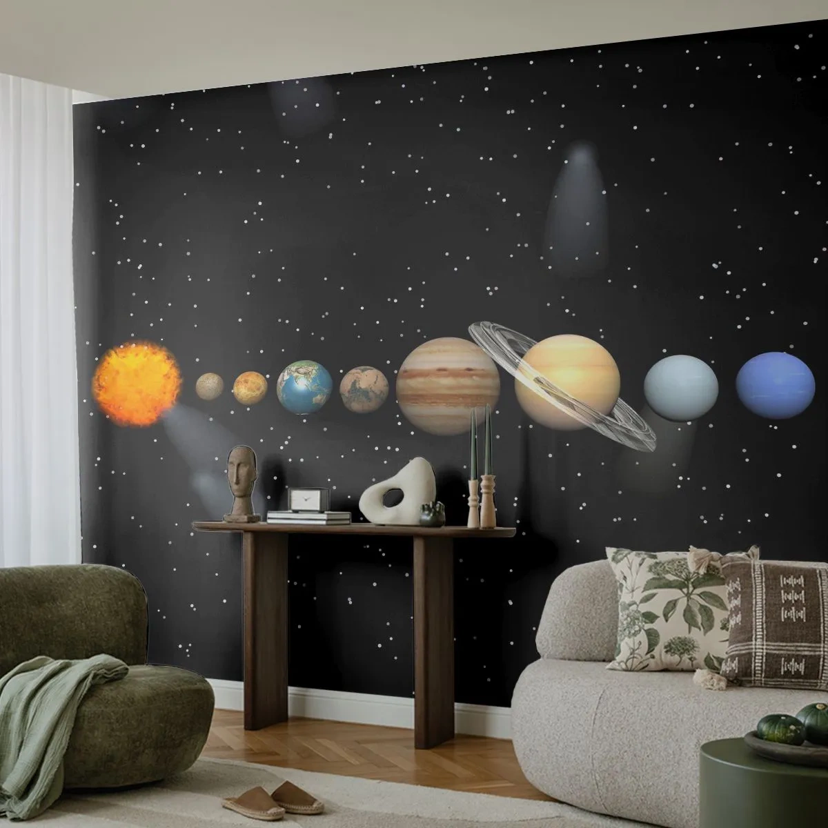Fototapete Premium Canvas - Und die Planeten werden verrückt und toben ... - Weltraum und Astronomie, Sonnensystem, Planeten - 250x175 cm