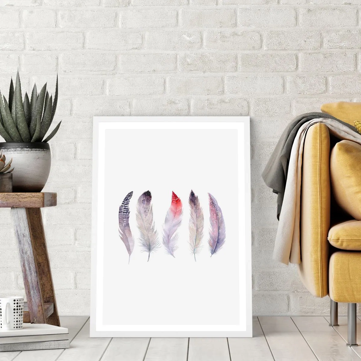 Poster in einem weißen Rahmen - Zart wie mehrfarbiger Nebel - 61x91 cm