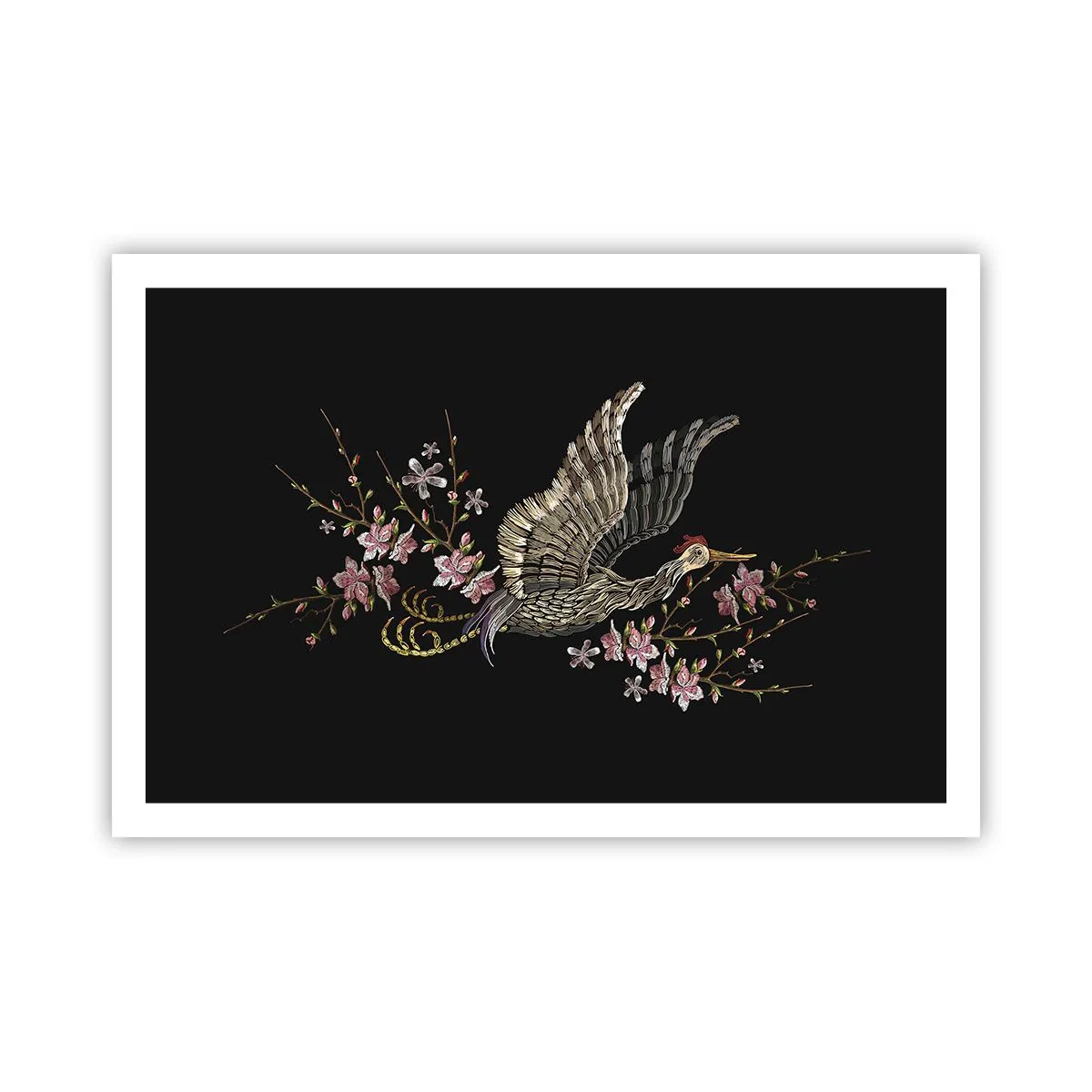 Poster - Exotischer gestickter Vogel - 91x61 cm