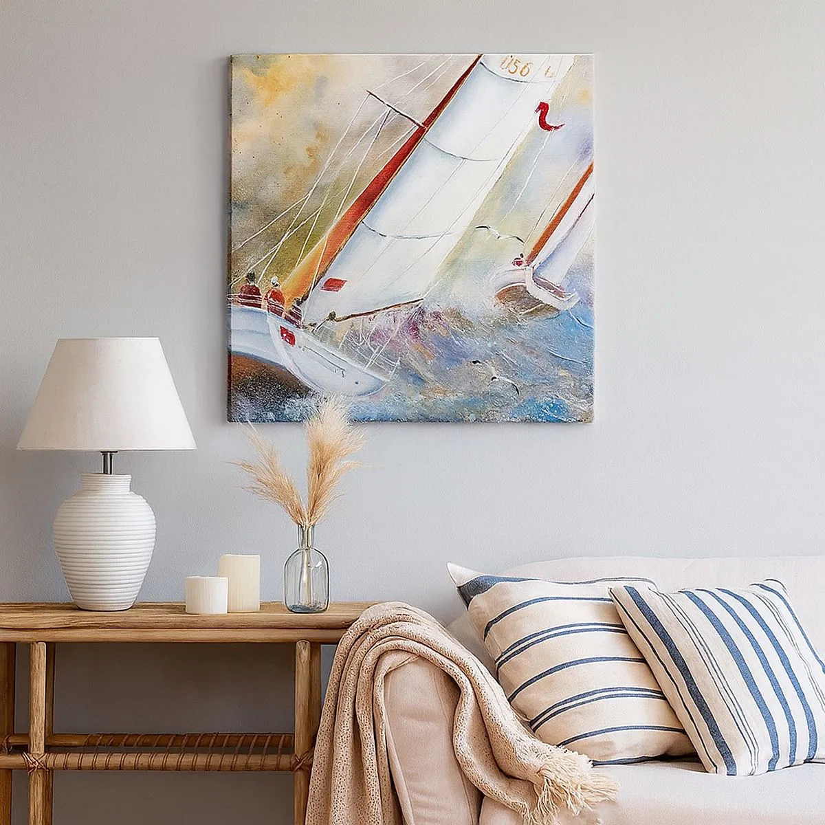 Bild auf Leinwand - Leinwandbild - Durch die Wellen laufend - 30x30 cm