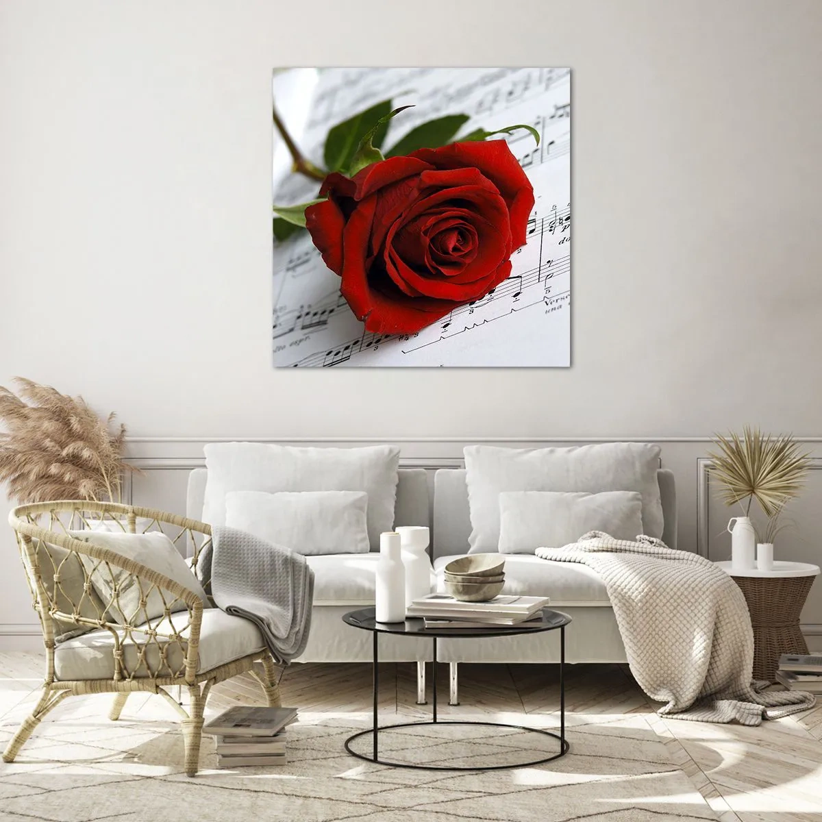 Glasbild - Bild auf glas - Musik der Gefühle in Scharlach - 40x40 cm