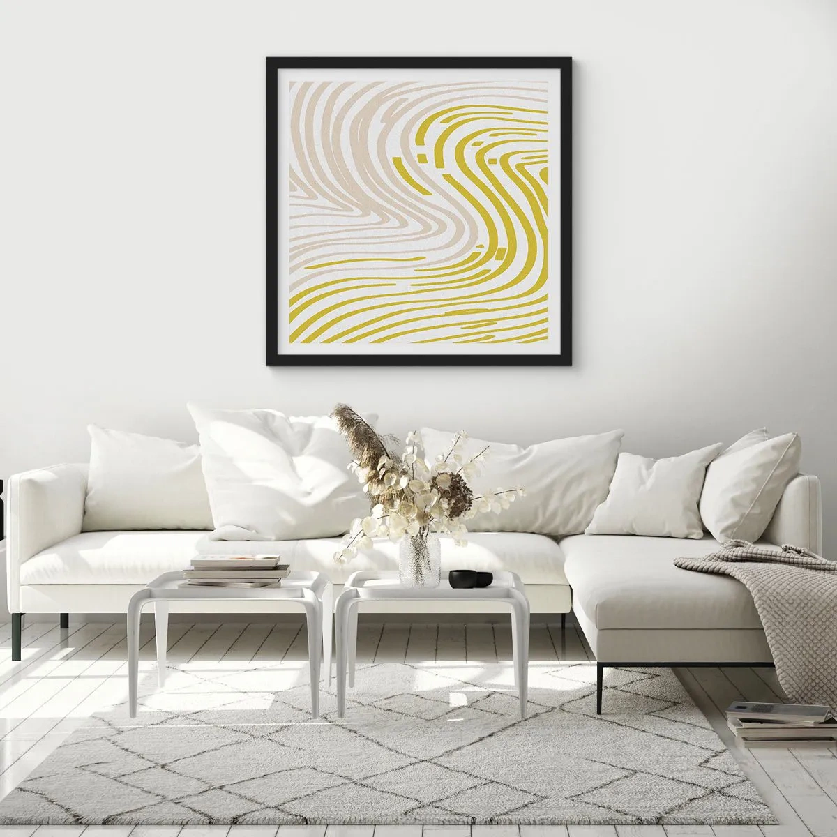 Poster in einem schwarzem Rahmen - Komposition mit sanfter Biegung - 30x30 cm