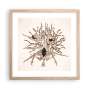 Poster in einem Rahmen aus heller Eiche - Aufblühen im Tanz - 40x40 cm