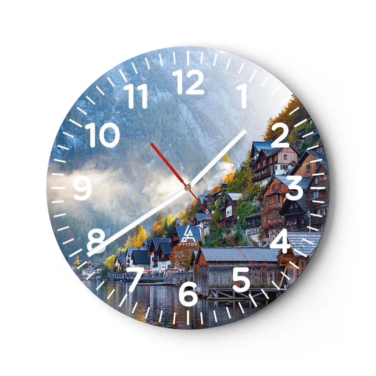 Wanduhr - Glasuhr - Alpenatmosphäre - 30x30 cm