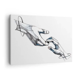 Bild auf Leinwand - Leinwandbild - Künstlerische Darstellung einer Hand in minimalistischer und geometrischer Form - 70x50cm - Eine gute Geste - Moderne Wanddekoration für Wohnzimmer und Schlafzimmer ARTTOR