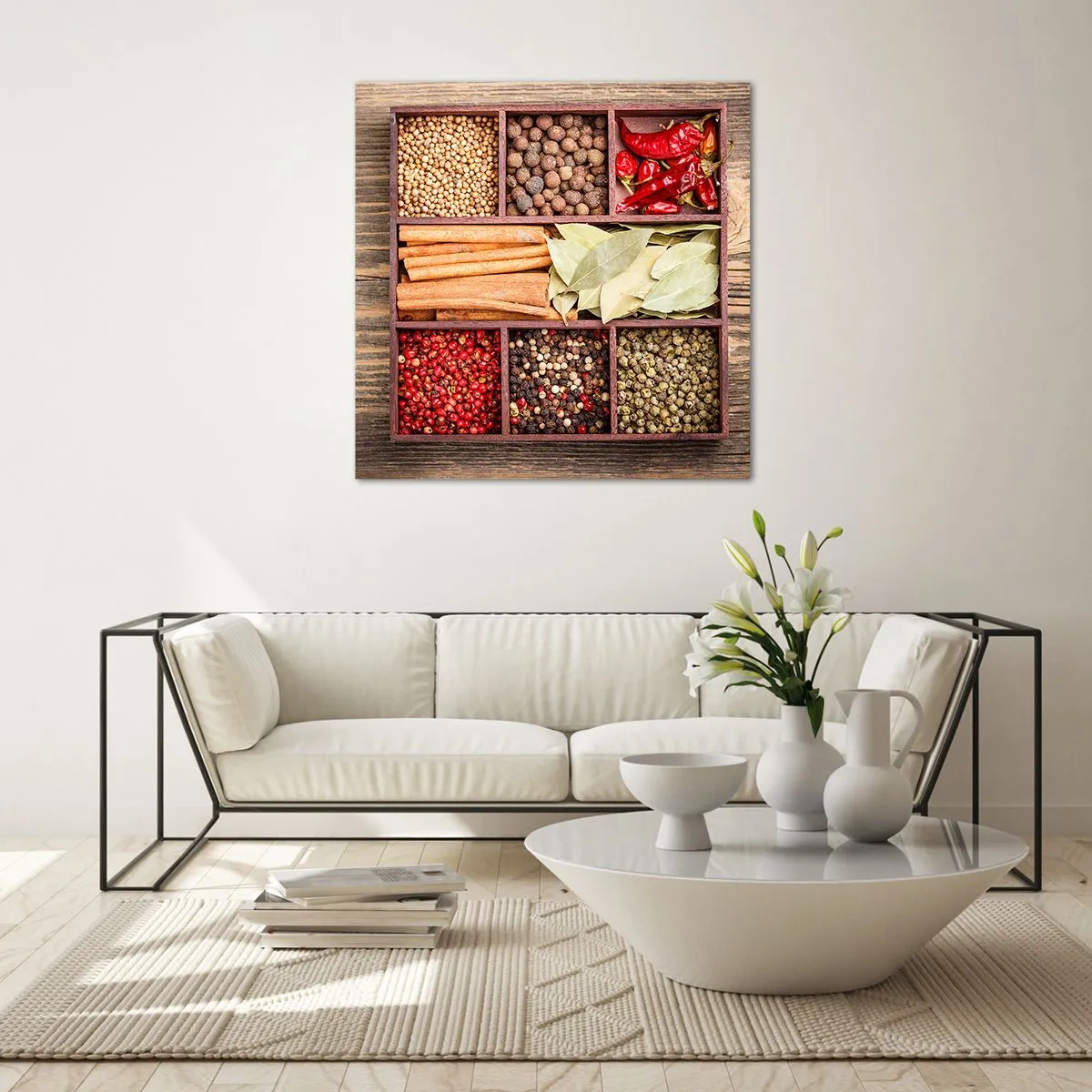Glasbild - Bild auf glas - Ordnung der Formen, Bouquet von Aromen - 60x60 cm