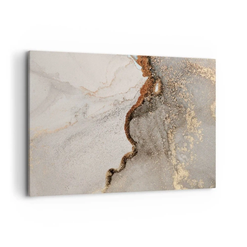 Bild auf Leinwand - Leinwandbild - Abstraktes Motiv mit Gold- und Grautönen - 100x70cm - An der Grenze der Farben - Moderne Wanddekoration für Wohnzimmer und Schlafzimmer ARTTOR