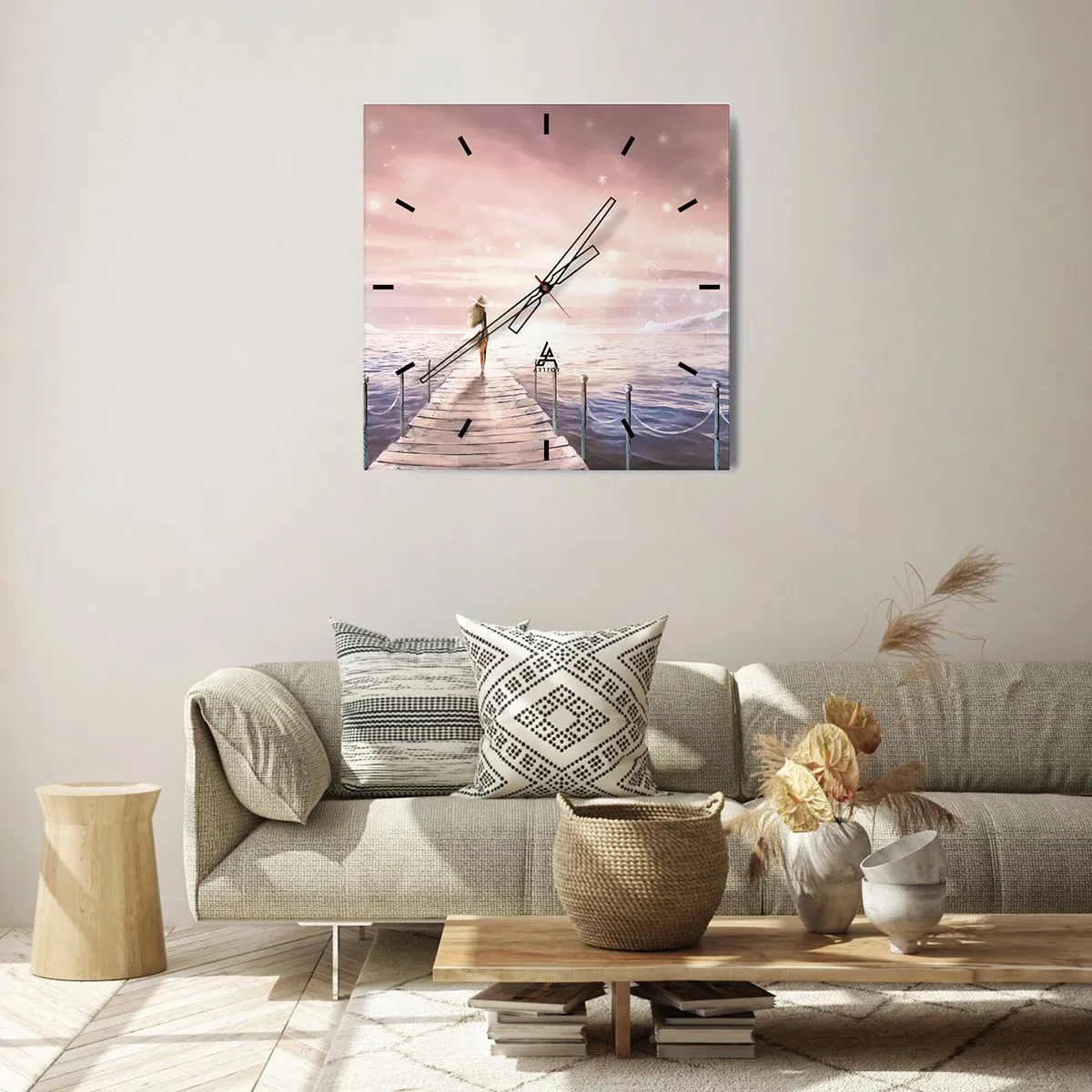 Wanduhr - Glasuhr - Im Licht eines Traums - 40x40 cm