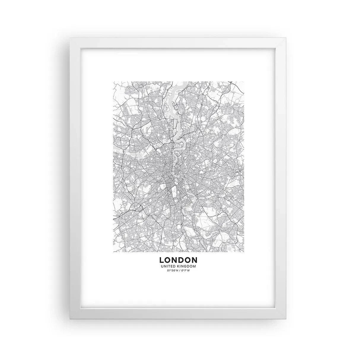 Poster in einem weißen Rahmen - Karte des Labyrinths von London - 30x40 cm
