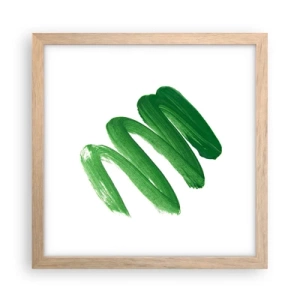 Poster in einem Rahmen aus heller Eiche - Grüner Witz - 30x30 cm