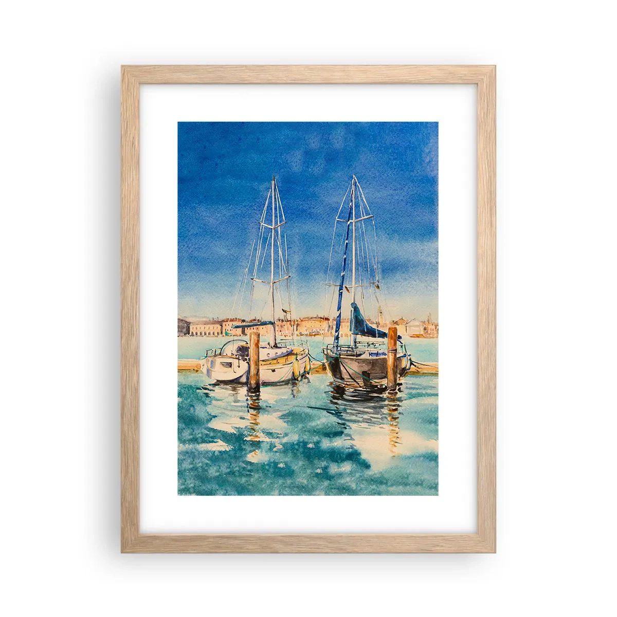 Poster in einem Rahmen aus heller Eiche - Sonnige Lagune - 30x40 cm