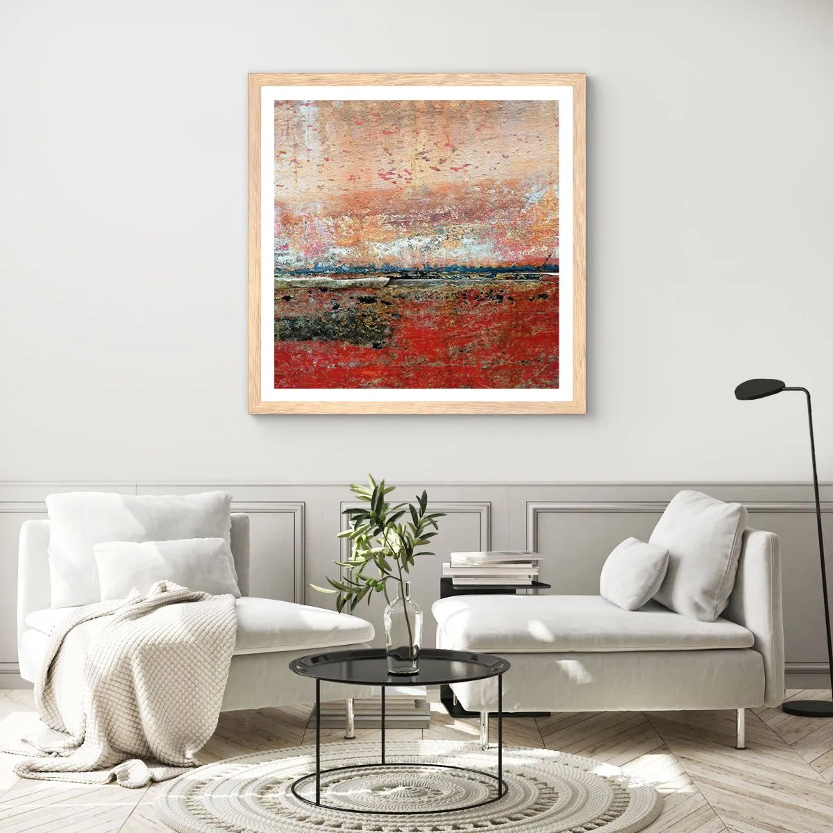 Poster in einem Rahmen aus heller Eiche - Vielleicht liegt es am Meer - 60x60 cm