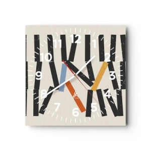 Wanduhr - Glasuhr - Domino – Komposition - 40x40 cm