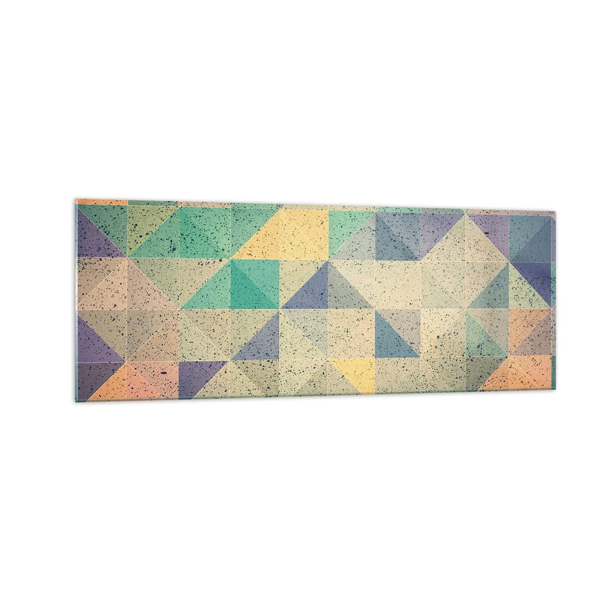Glasbild - Bild auf glas - Eine farbenfrohe Komposition aus geometrischen Dreiecken in Pastelltönen. - 140x50cm - Republik der Dreiecke - Moderne Wanddekoration für Wohnzimmer und Schlafzimmer ARTTOR