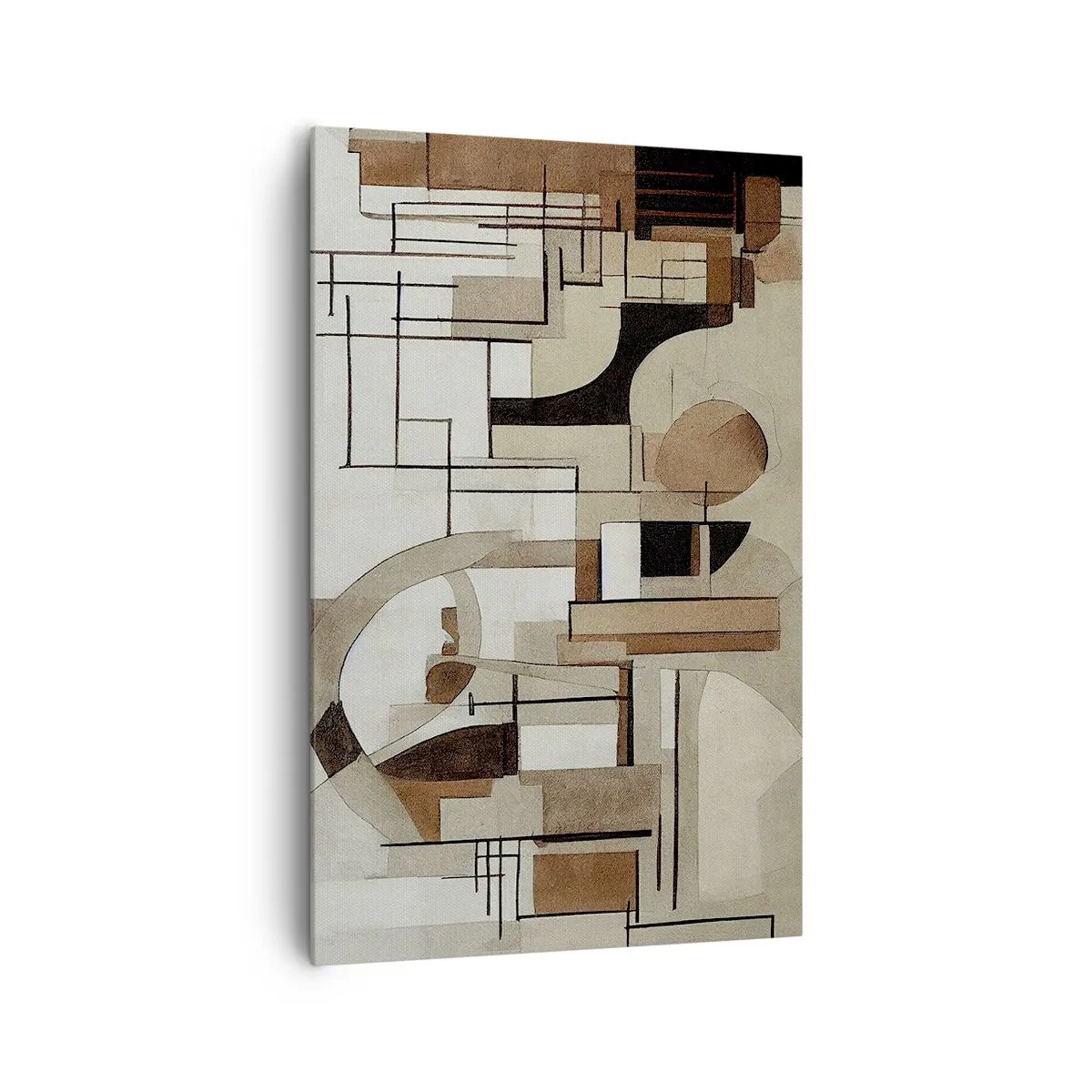 Bild auf Leinwand - Leinwandbild - Architektonische Abstraktion in Beige und Braun - 80x120cm - Stadtbild 2.0 - Moderne Wanddekoration für Wohnzimmer und Schlafzimmer ARTTOR