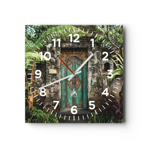 Wanduhr - Glasuhr - Eine Tür zu einer exotischen Welt - 40x40 cm