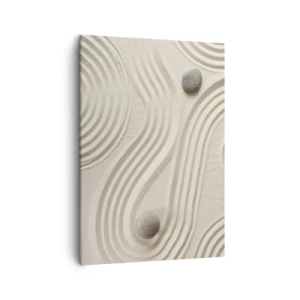 Bild auf Leinwand - Leinwandbild - Minimalistisches Zen-Design mit Sand und Steinen - 50x70cm - Ein Hauch von Wärme - Moderne Wanddekoration für Wohnzimmer und Schlafzimmer ARTTOR