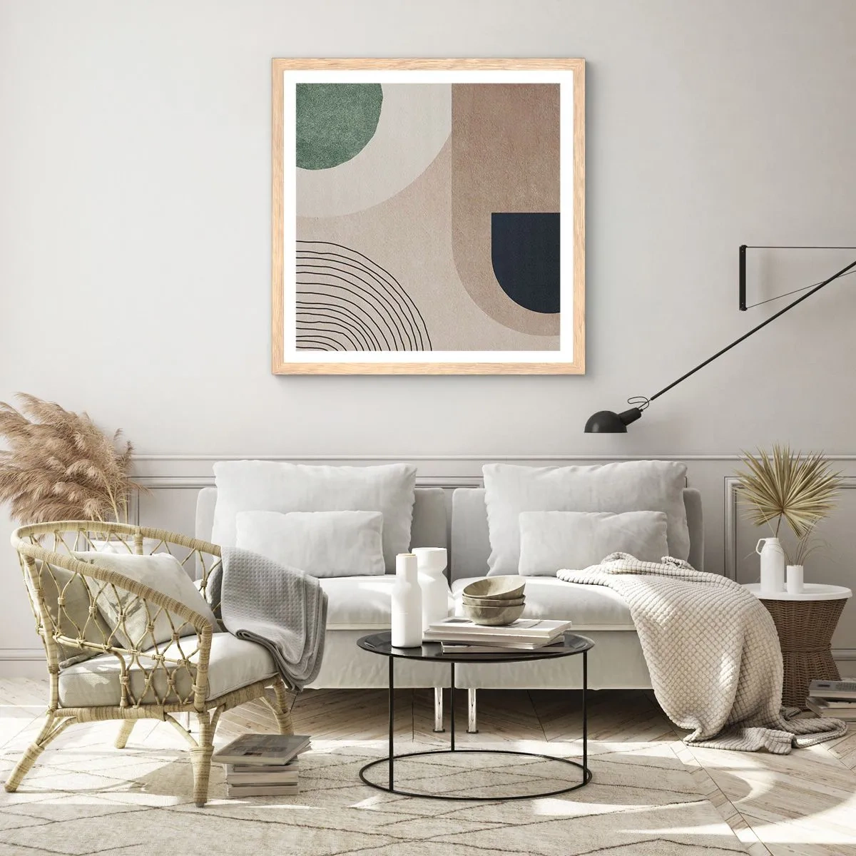 Poster in einem Rahmen aus heller Eiche - Sanftheit des Ovals - 30x30 cm