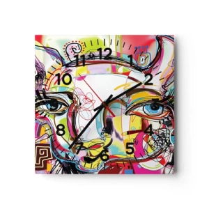 Wanduhr - Glasuhr - Der Reichtum des Abiturs der Katze - 40x40 cm