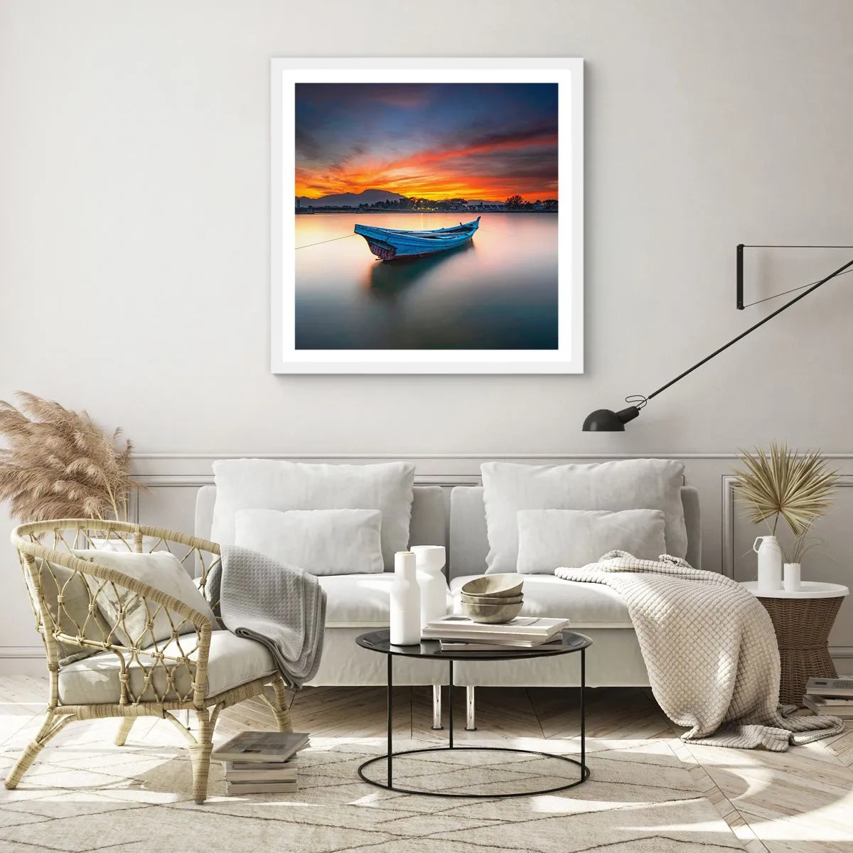 Poster in einem weißen Rahmen - Eine gute Nacht kommt - 30x30 cm