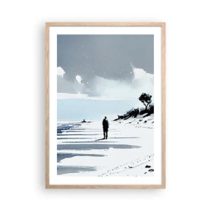 Poster in einem Rahmen aus heller Eiche - Allein sein - 50x70 cm
