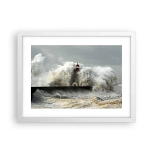Poster in einem weißen Rahmen - Die Wut des Ozeans - 40x30 cm
