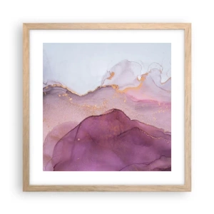 Poster in einem Rahmen aus heller Eiche - Violett und lila Wellen - 40x40 cm