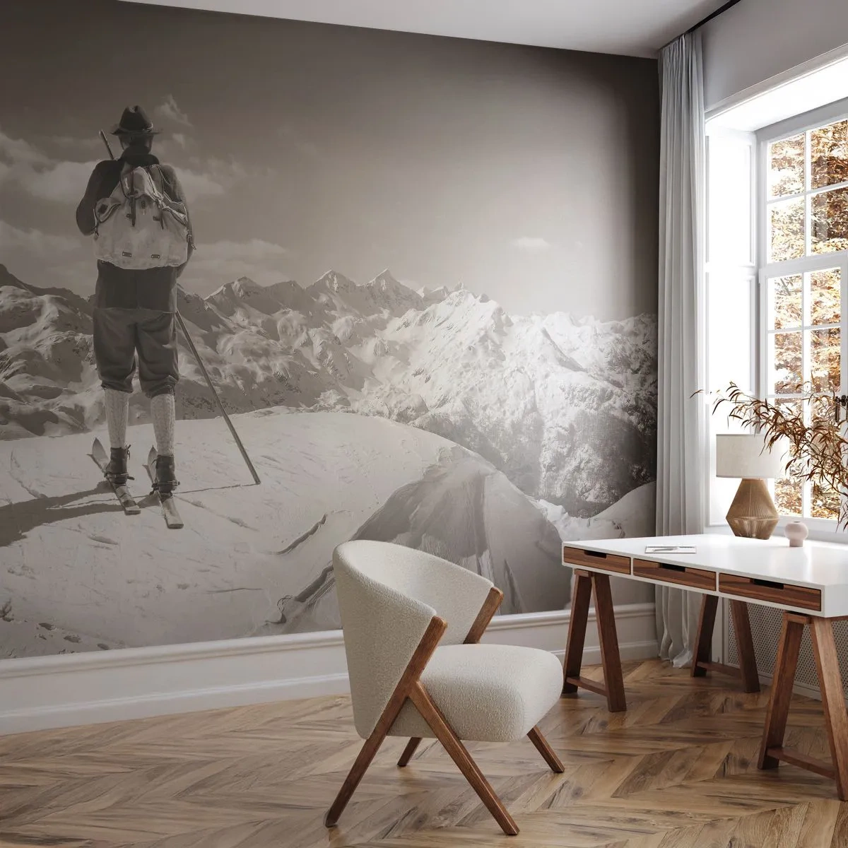 Fototapete Standard Eco - Und die Berge bleiben unverändert - Landschaft, Berge, Skifahrer - 400x280 cm