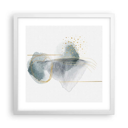 Poster in einem weißen Rahmen - Über das Verhältnis von Grau und Gold - 40x40 cm