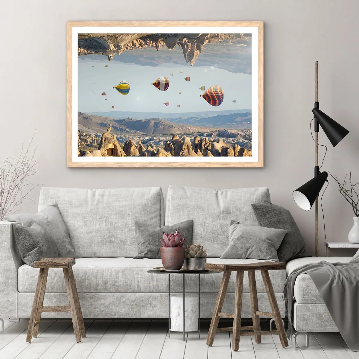 Poster in einem Rahmen aus heller Eiche - Hier ist alles möglich - 70x50 cm