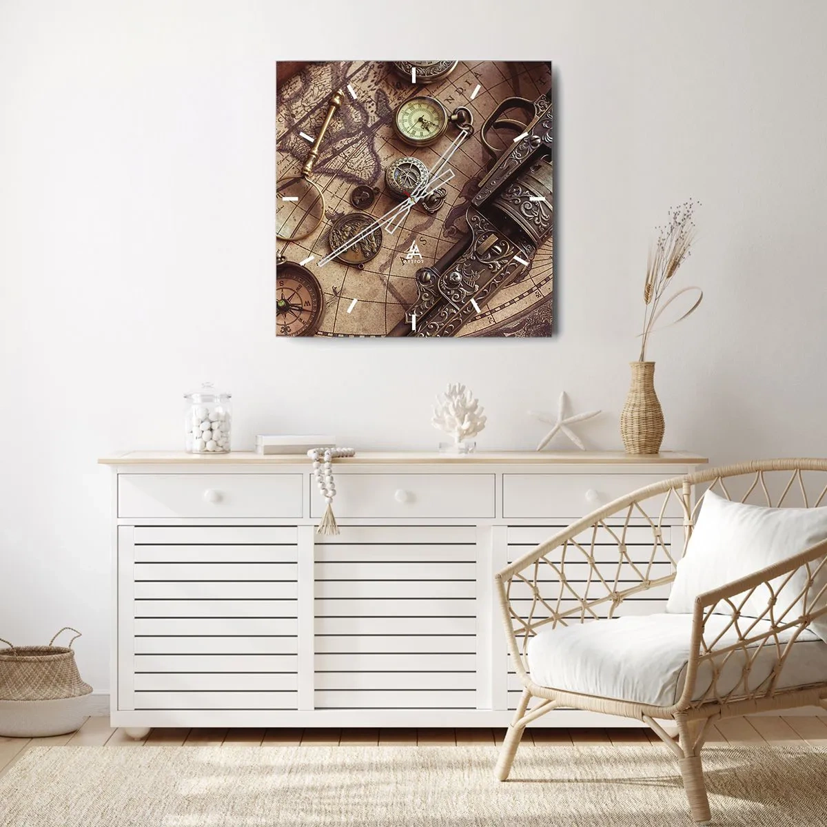 Wanduhr - Glasuhr - Das Abenteuer ruft - 40x40 cm