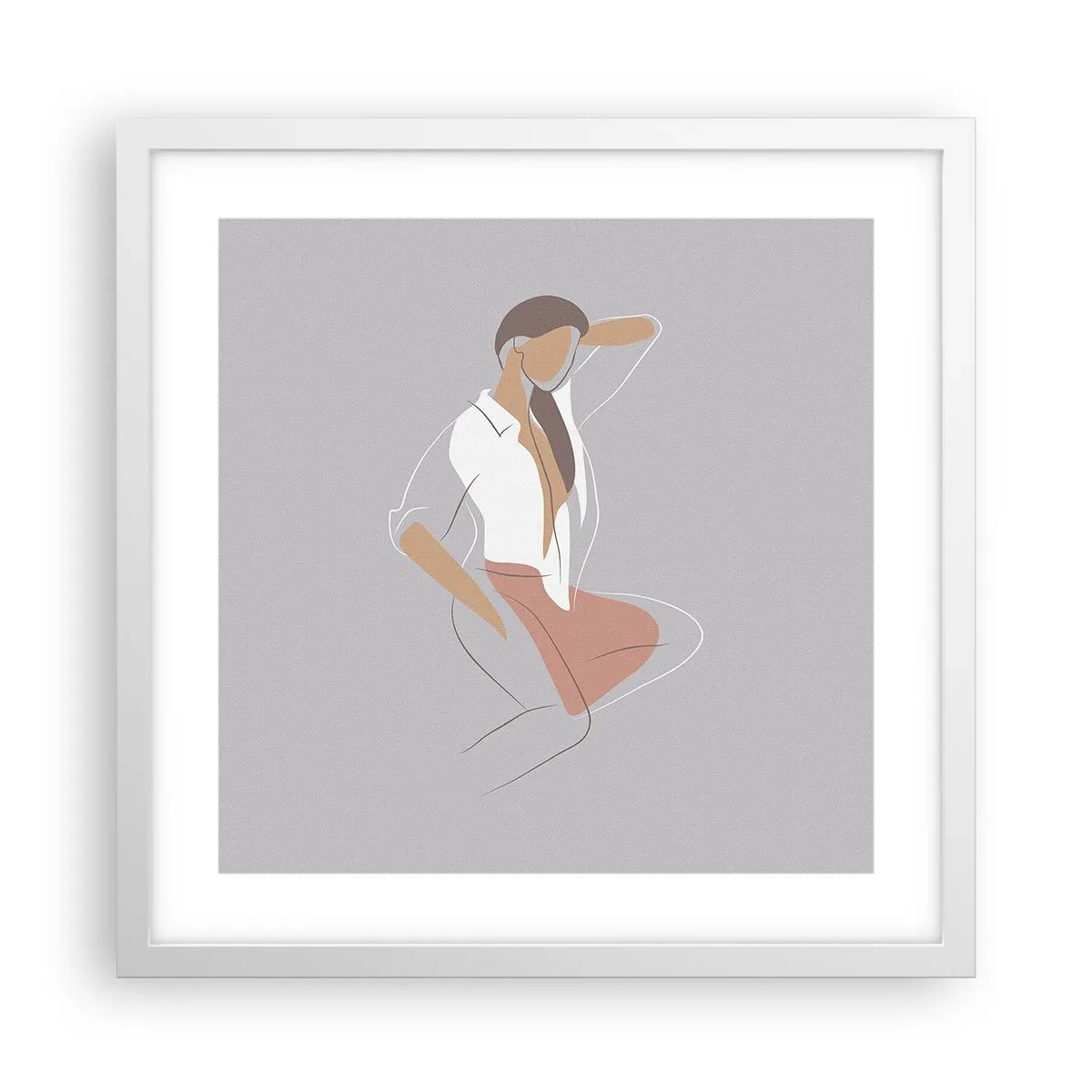 Poster in einem weißen Rahmen - Umriss der Anmut - 40x40 cm